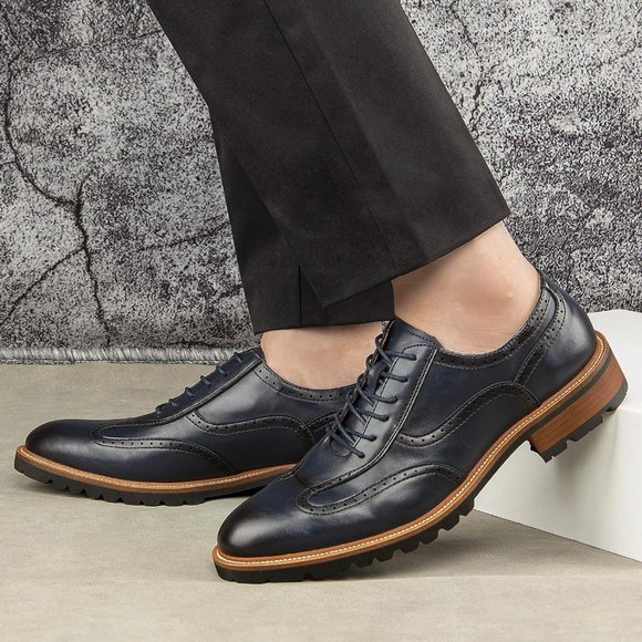 Men\'s Blue Oxfords Luxury Business Casual Shoes Men\'s Lace-up Fashion Shoes main image 5